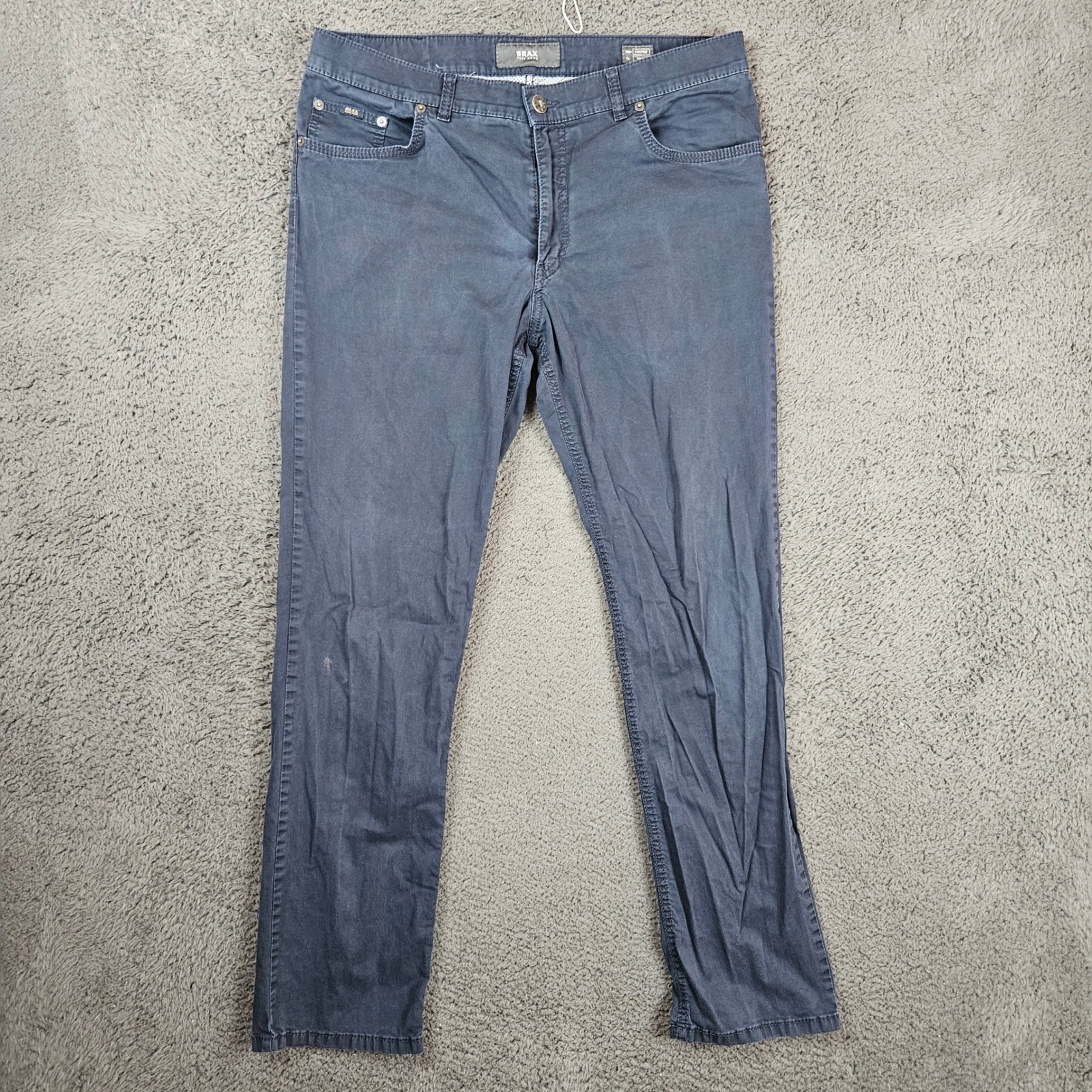 Brax Cooper Regular Fit Perma Blue Navy Chino Trousers Mens 36x31